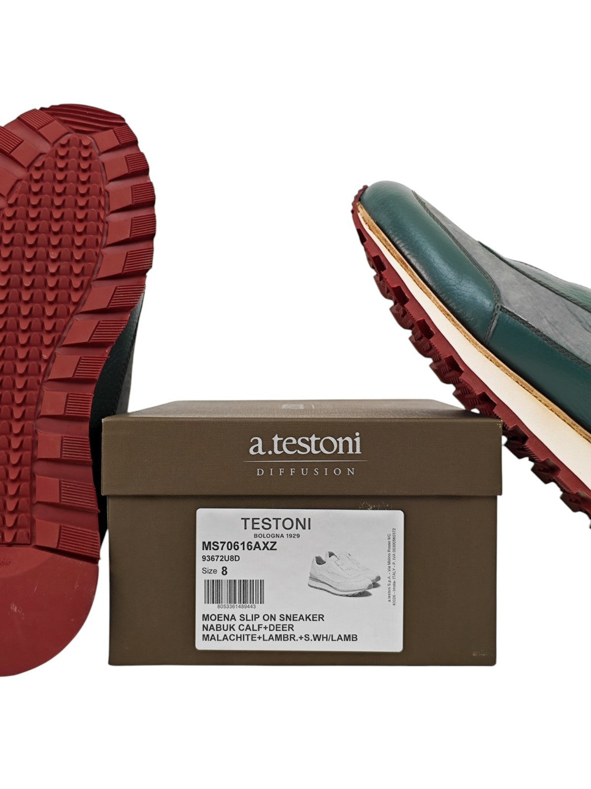 1100$ TESTONI "Moena" SlipOn Sneaker Nabuk Calf + Deerskin  8 UK / 9  US / 42 IT