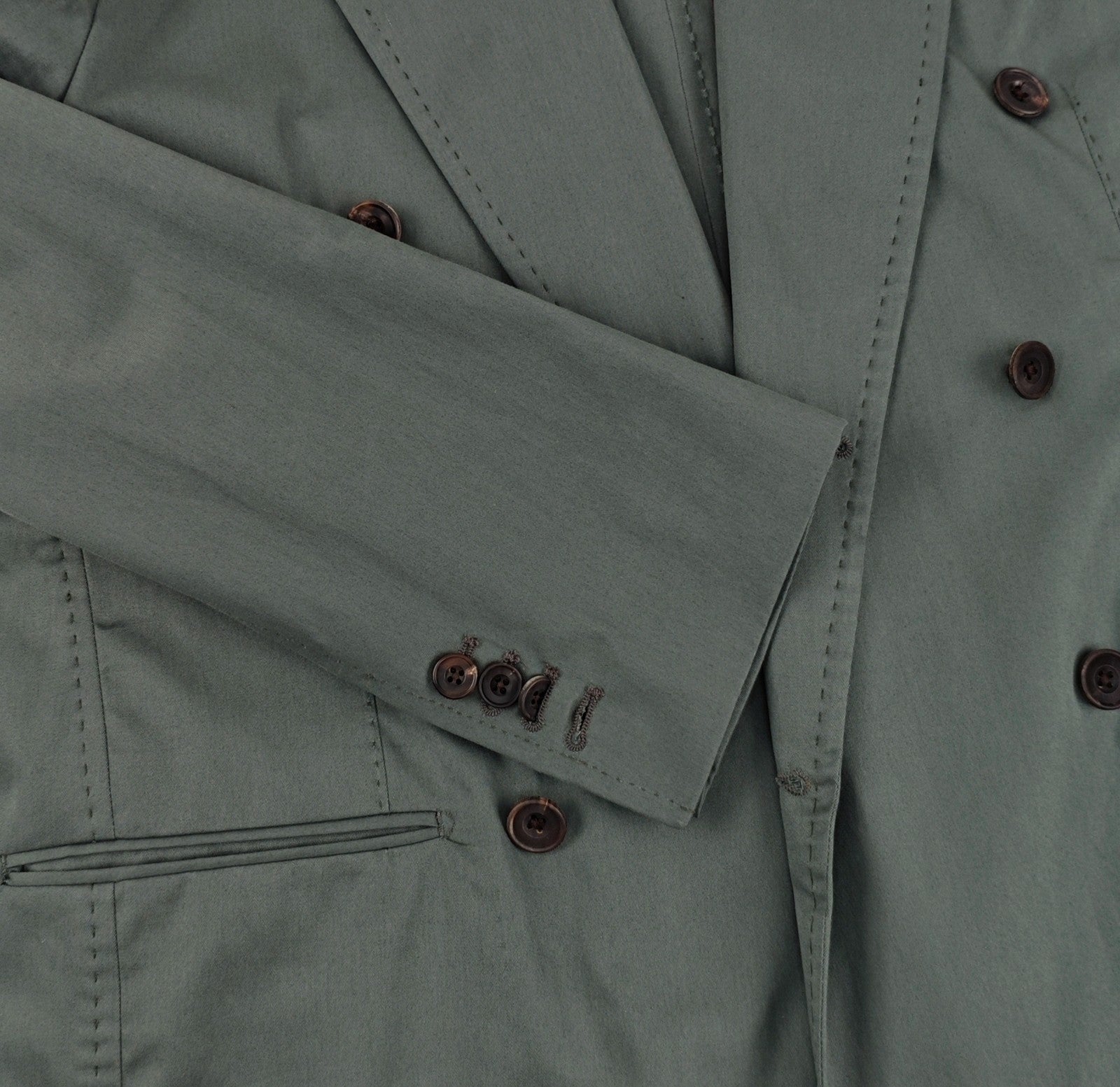 $1690 RUBINACCI NAPOLI Green Off Double Breasted Jacket Cotton