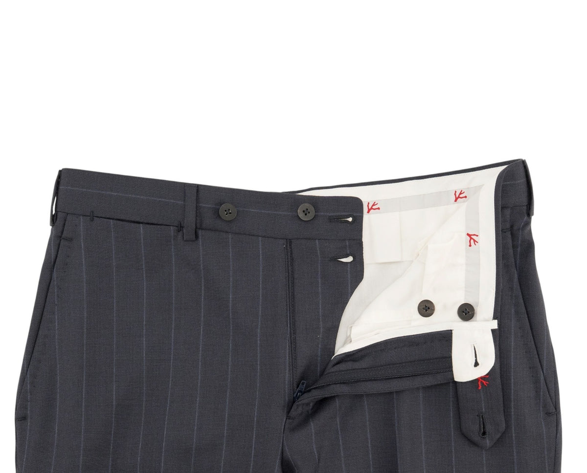$6850 ISAIA NAPOLI "Gregorio" Dark Blue Suit Hand-Sewn Fine Wool Pinstripe