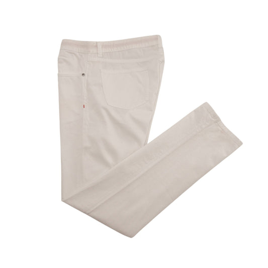 690$ ISAIA NAPOLI White Denim Jeans 5 Pockets Pant Cotton 38 US / 54 EU R