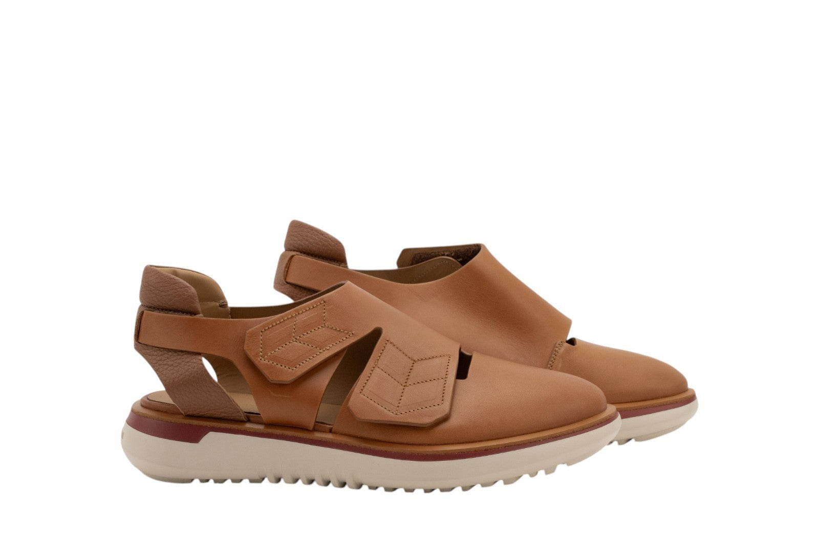 1250$ GIORGIO ARMANI Sandal Sneakers Shoes With Cut-Outs Cognac Leather