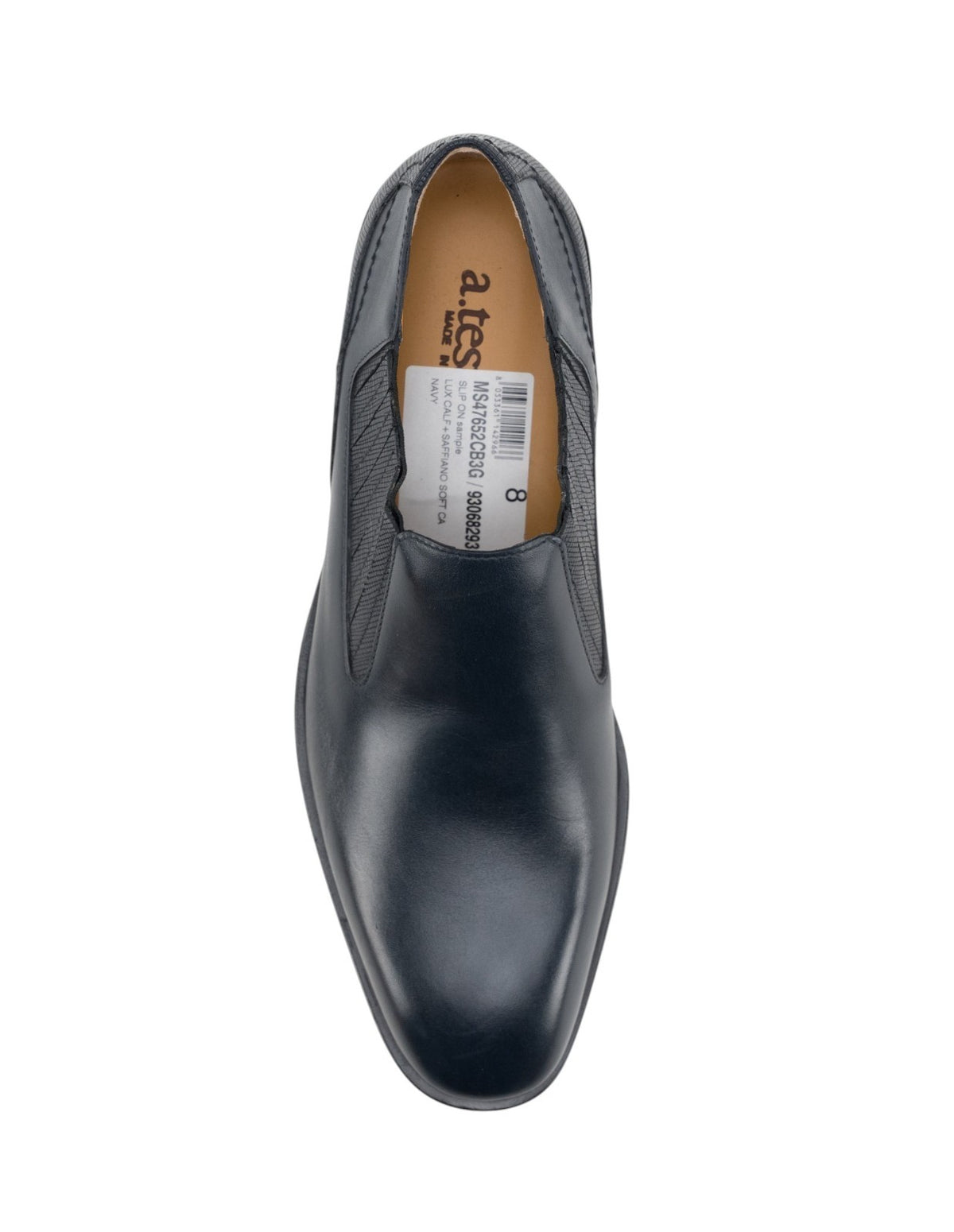 1400$ TESTONI Slip On Shoes Lux Calf+Saffiano Calf Blue Navy 8 UK / 9 US / 42 IT