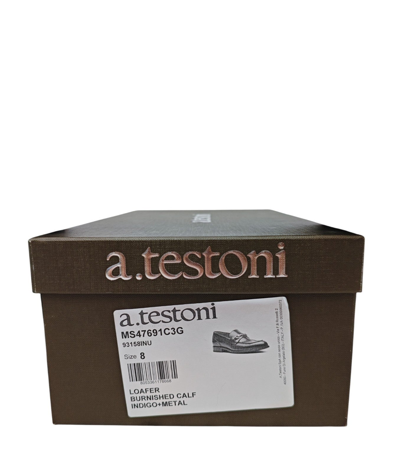 1300$ TESTONI Loafer Shoes Burnished Calf Blue + Metal  8 UK / 9 US / 42 IT