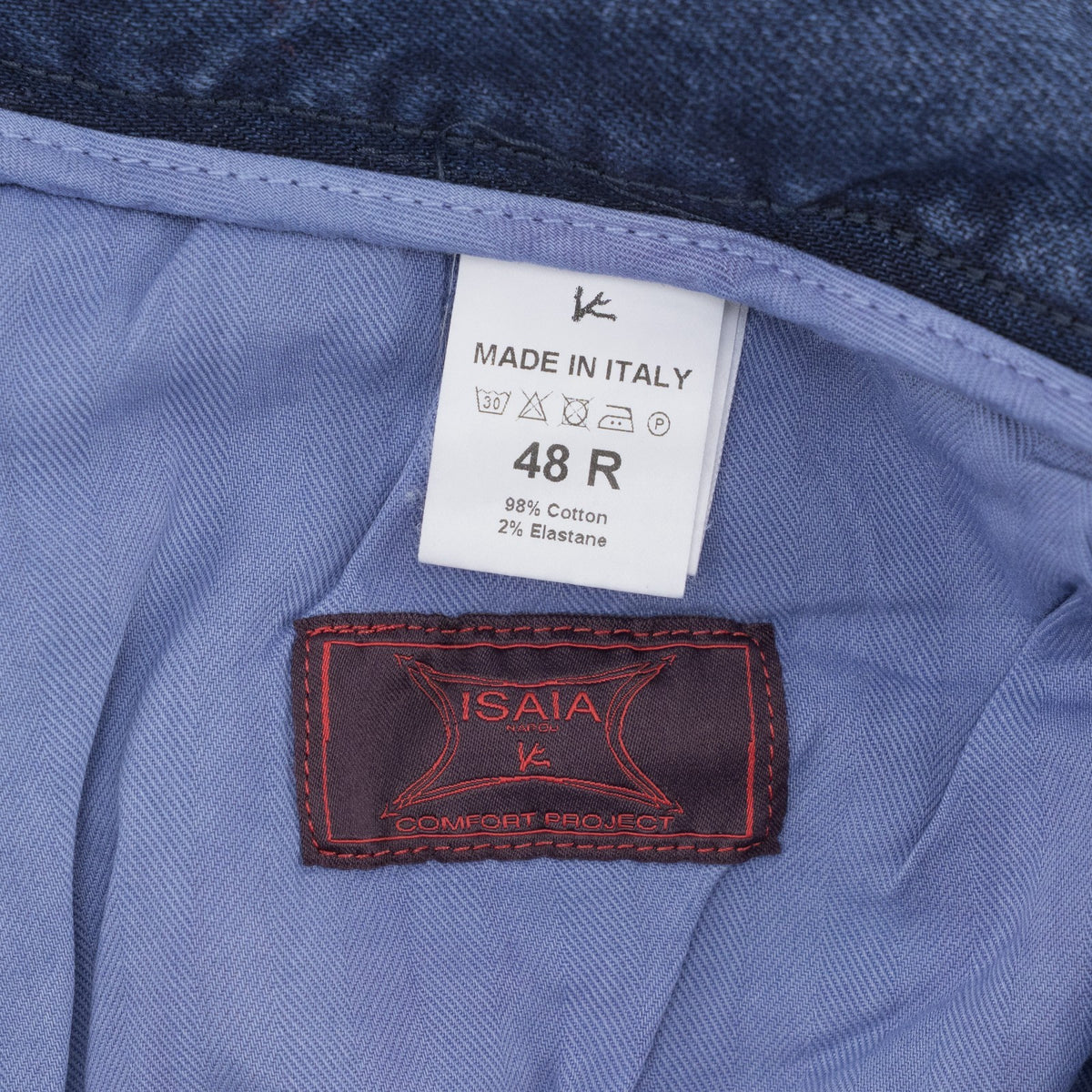795$ ISAIA NAPOLI "Forcella" Blue Denim Jeans Pant Cotton Wide Fit 32 US /48 EU