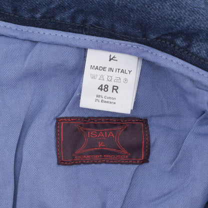 795$ ISAIA NAPOLI "Forcella" Blue Denim Jeans Pant Cotton Wide Fit 32 US /48 EU