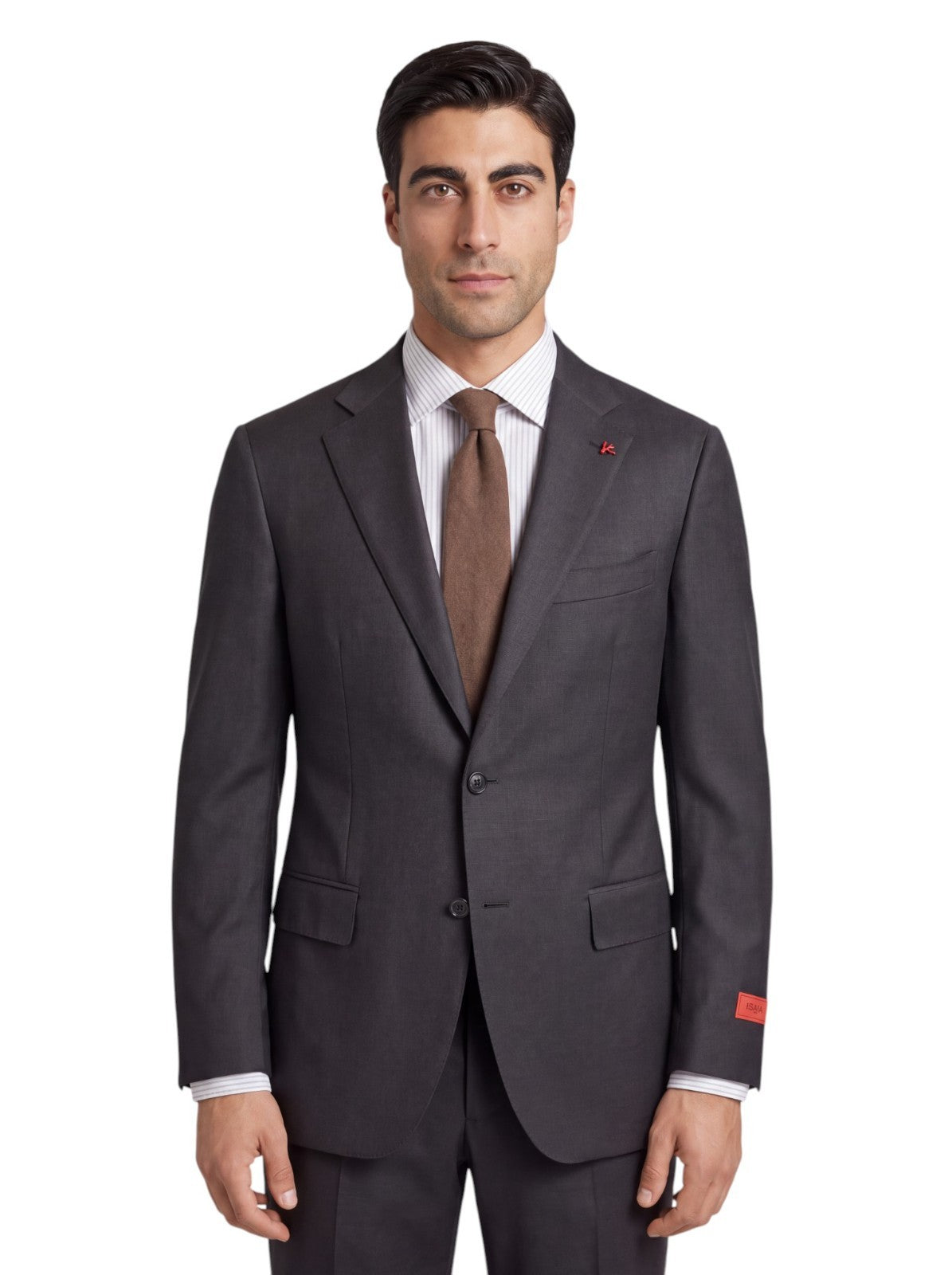 $7120 ISAIA "Gregorio" Dark Gray Suit Hand-Sewn Wool Aquaspider Water Repellent