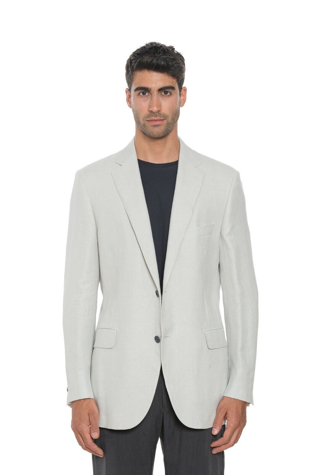 2180$ BELVEST Sartorial Jacket Blazer Solid Ice Linen Wool Silk 44 US / 54 US 7R