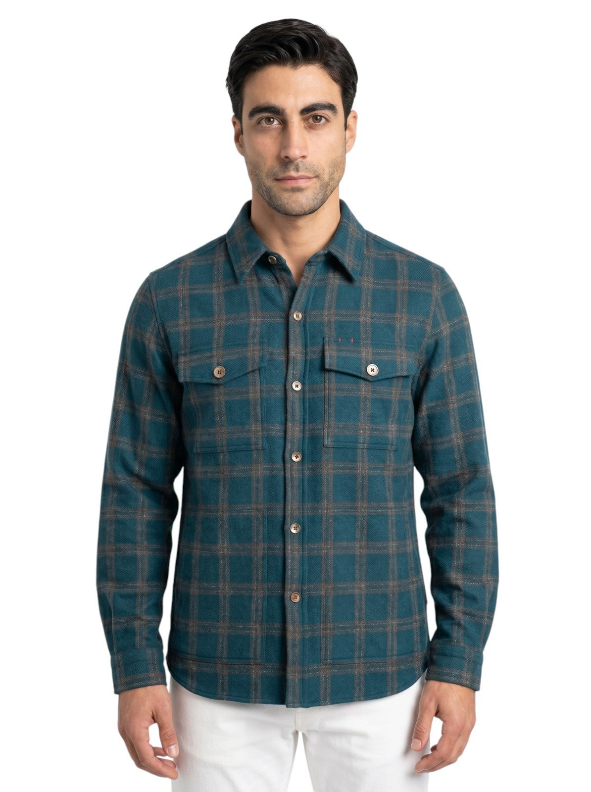 $3800 ISAIA NAPOLI Green Checks Hand-Sewn Overshirt Jacket 100% Cashmere Size L