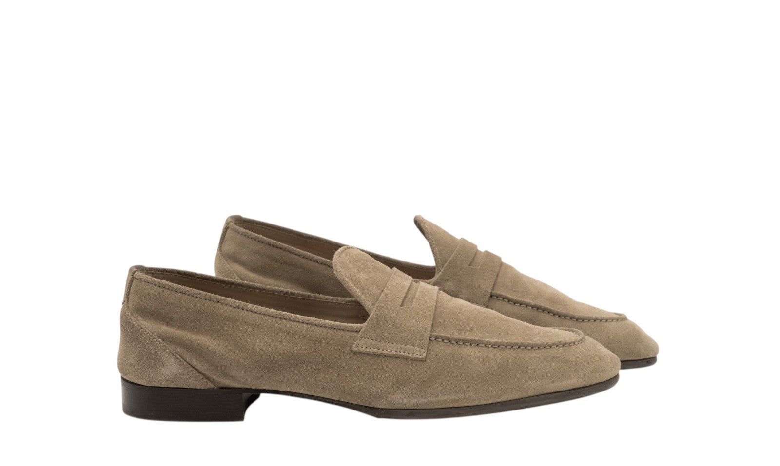 ISAIA NAPOLI Taupe Suede Penny Loafer Leather Sole 9 UK / 10 US / 43 IT