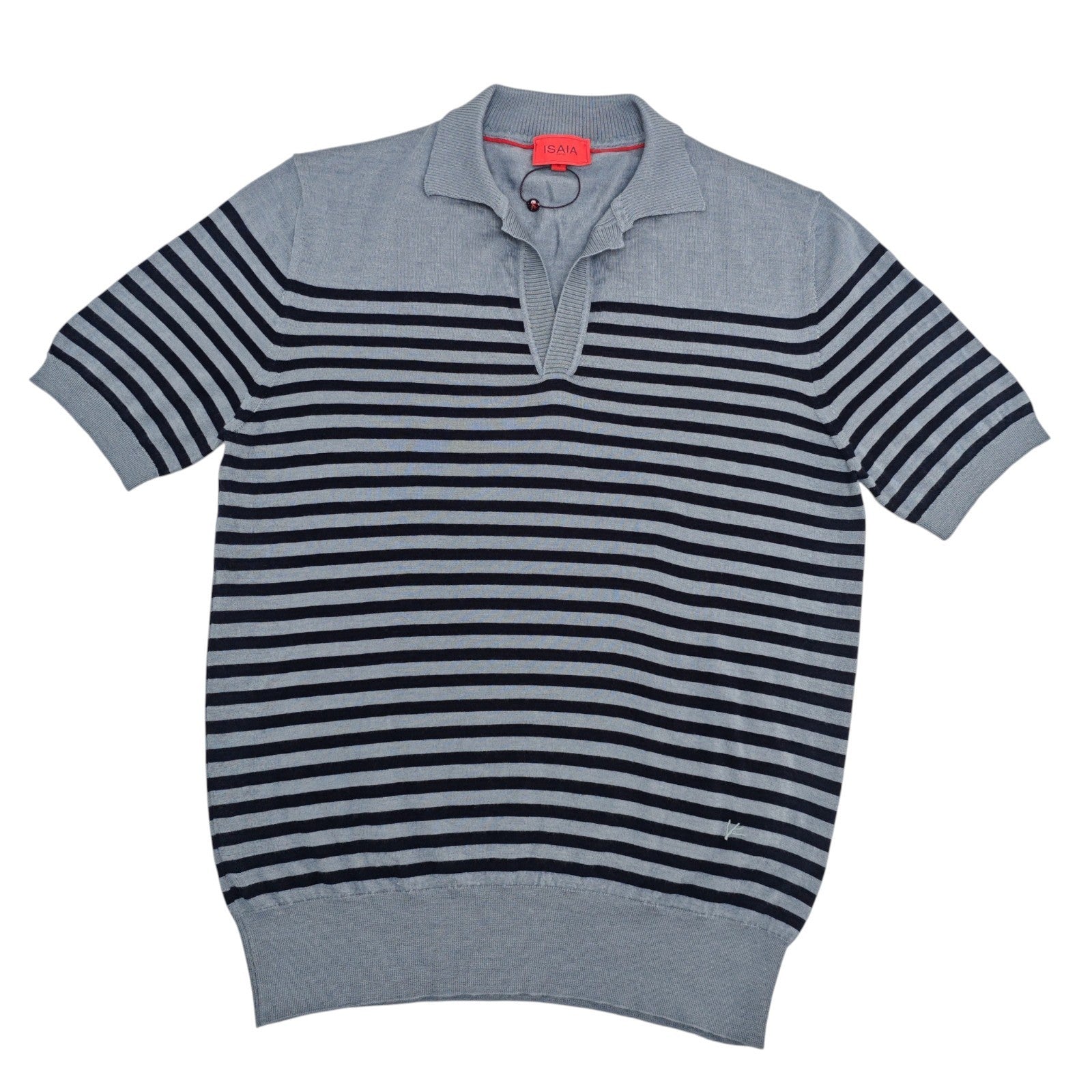 1750$ ISAIA NAPOLI Gray Polo Zip Sweater  Soft Cashmere - Silk Size M
