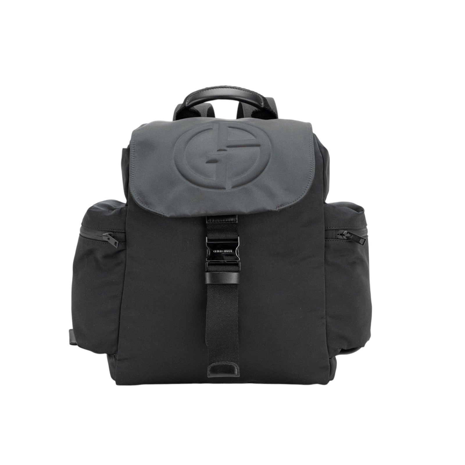 1950$ GIORGIO ARMANI Multiple Backpack Travel Black XL Technical Fabric+Leather