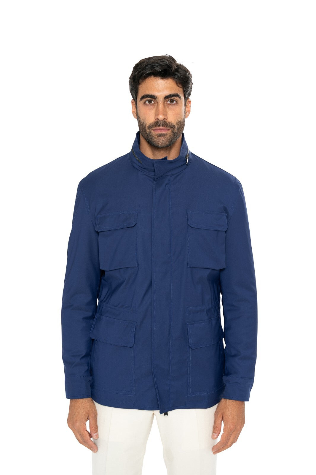 2800$ ISAIA NAPOLI Blue Field Jacket Techno Wool & Silk 38 US / 48 EU