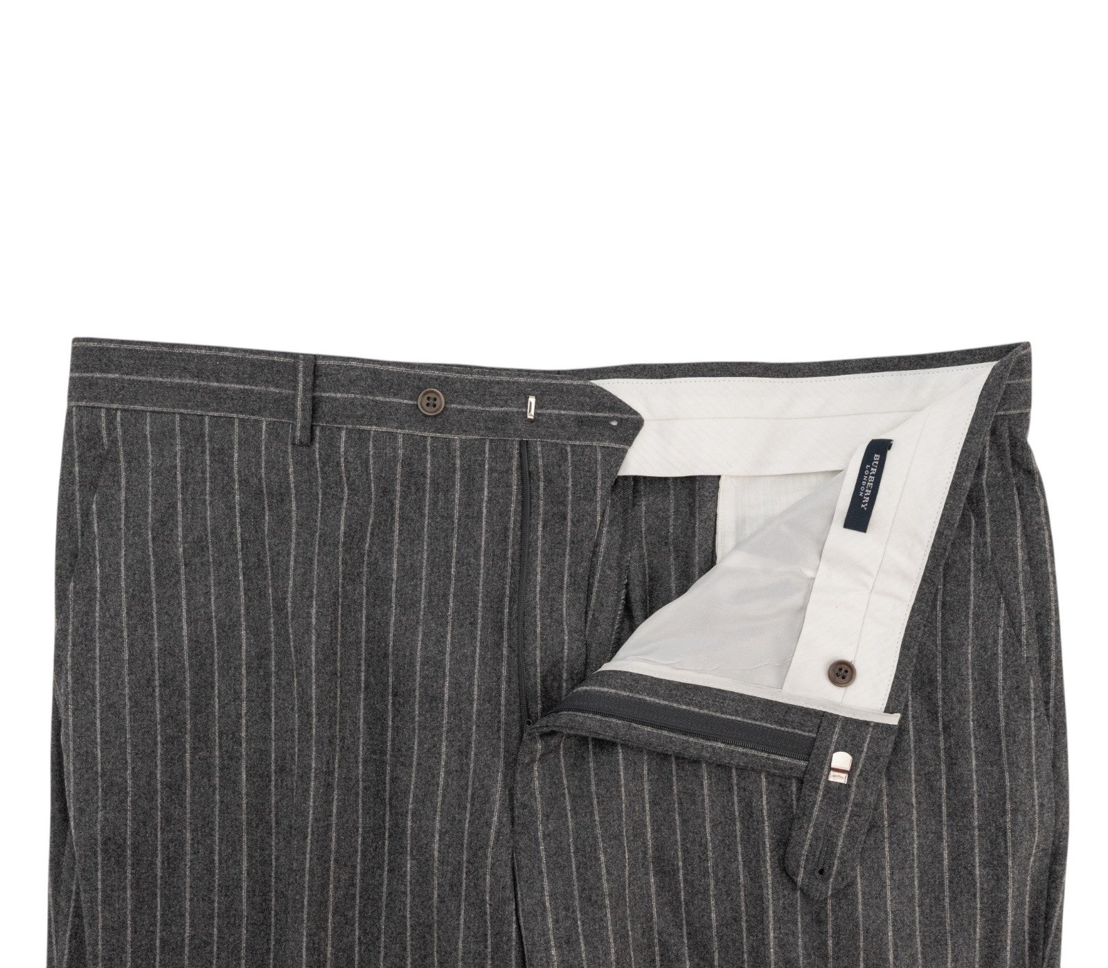 $1800 BURBERRY LONDON 3/2 Roll Suit Wool 100's Pinstripe Gray  46 US / 56 EU 7R
