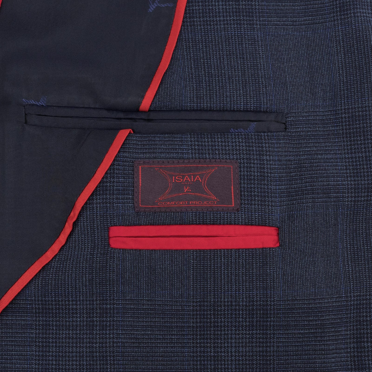 $6700 ISAIA "Sanita" Blue Suit Wool Glen Plaid Comfort Project 42 US / 52 EU 7R