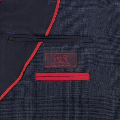 $6700 ISAIA "Sanita" Blue Suit Wool Glen Plaid Comfort Project 42 US / 52 EU 7R