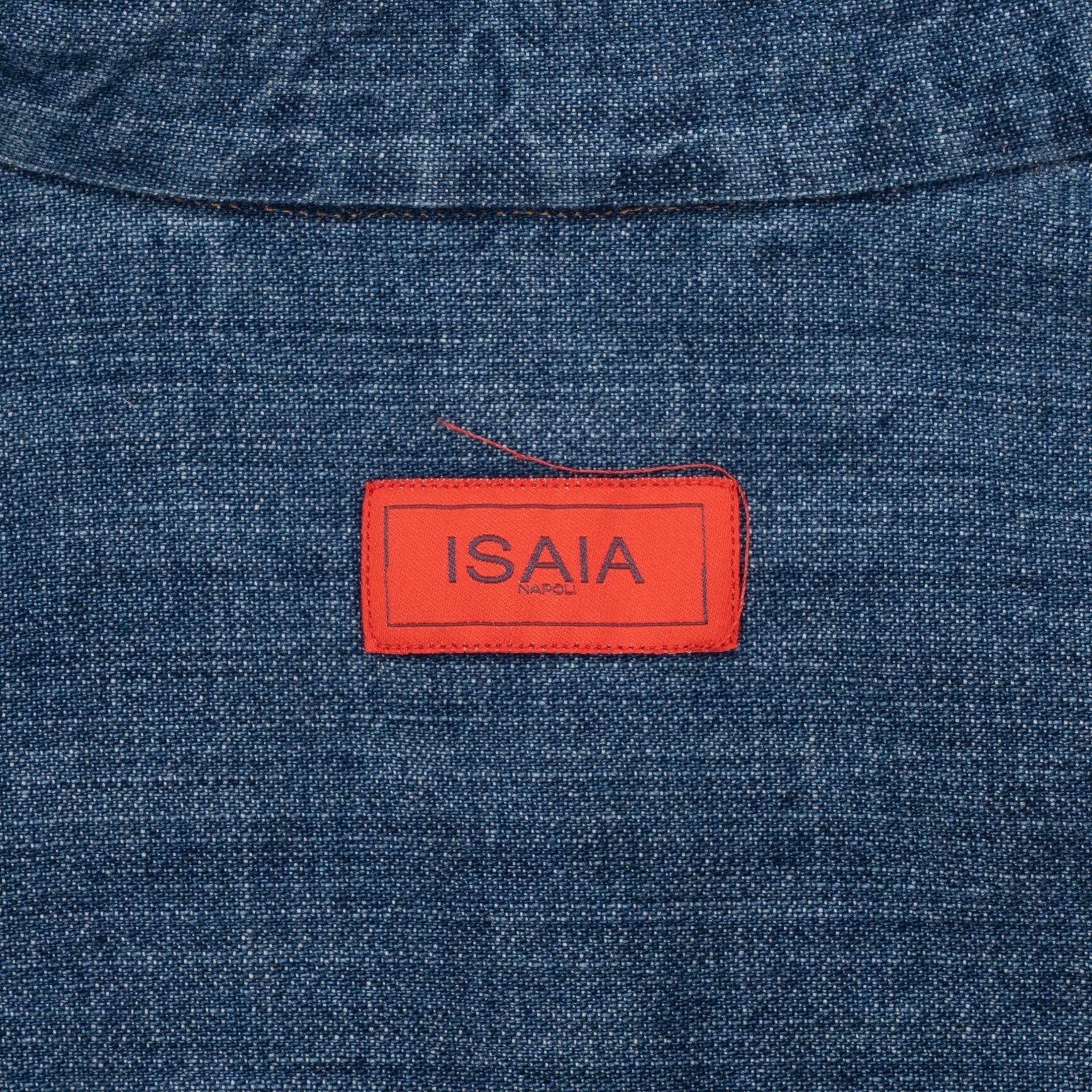 730$ ISAIA NAPOLI Denim Western Shirt Hand-Sewn Blue Cotton 15.5 - 39