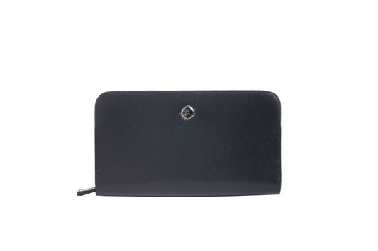 JM ICON by JOHNNY MANGLANI Black Clutch Bag Triple Organizer Handbag Maxi Wallet