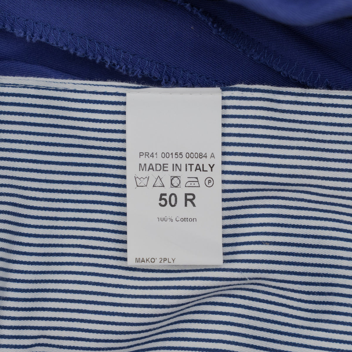720$ ISAIA NAPOLI Cobalt Blue Chino Pant Mako Cotton Slim 34 US/50 EU
