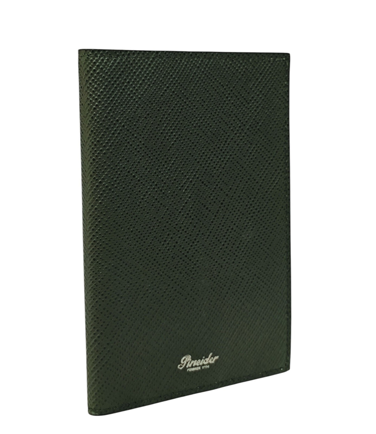 220$ PINEIDER FIRENZE 1774 Passport Holder Saffiano Grain Calf Serpentino Green