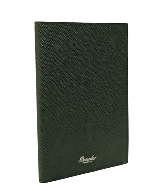 220$ PINEIDER FIRENZE 1774 Passport Holder Saffiano Grain Calf Serpentino Green