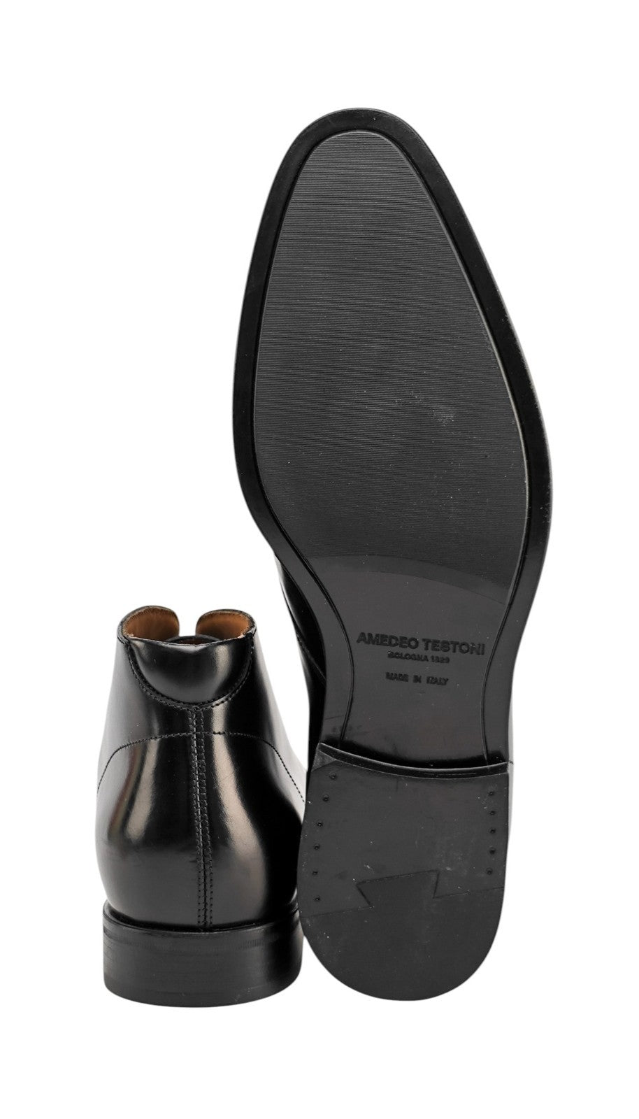 1350$ TESTONI Desert Boot Black Burnished Calf  8 UK / 9 US / 42 IT