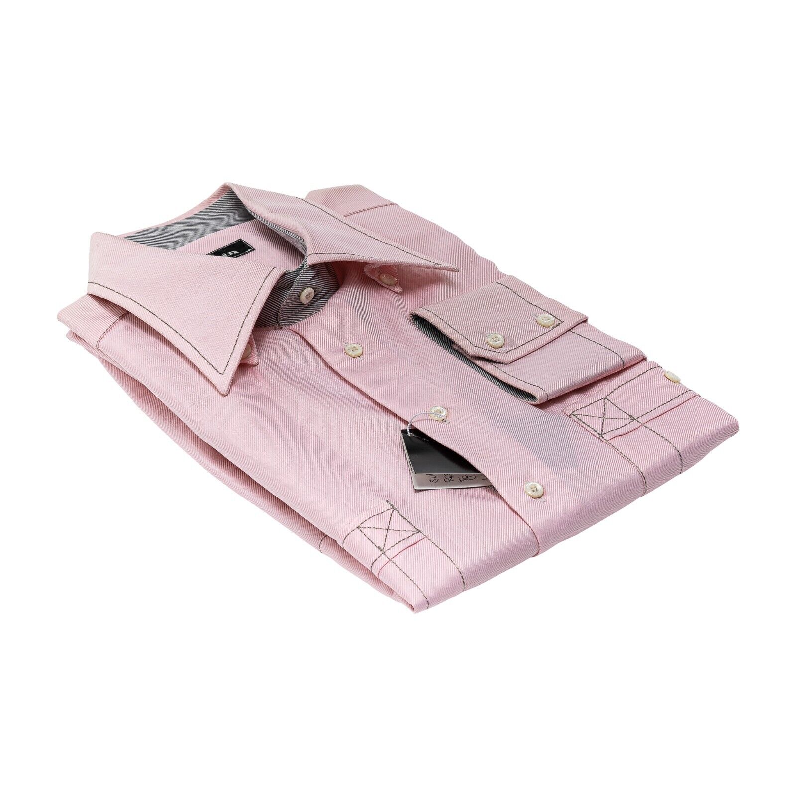 690$ LUXURY GERLIN Shirt Pink ALUMO TWILL Cotton 16 - 41 6B BIJAN