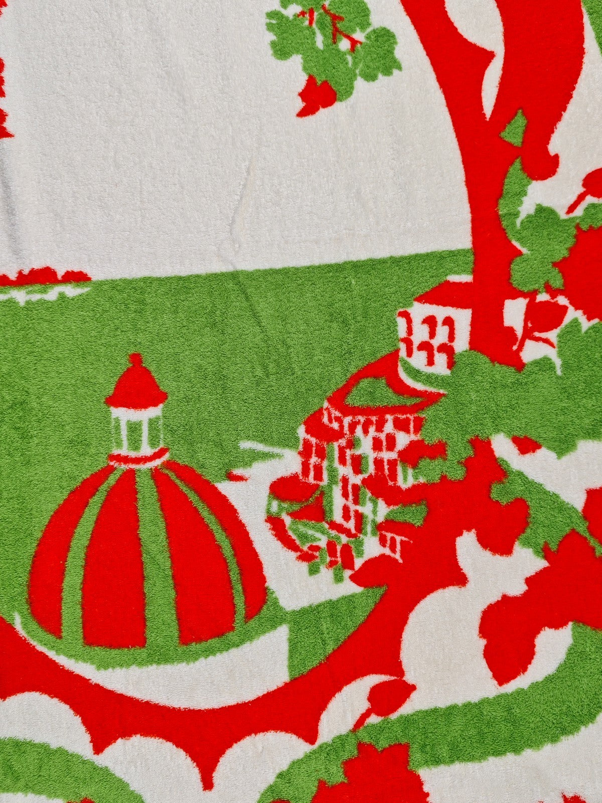 550$ RUBINACCI NAPOLI "Sirenuse" Beach Towel 100x180 cm Cotton Green / Red