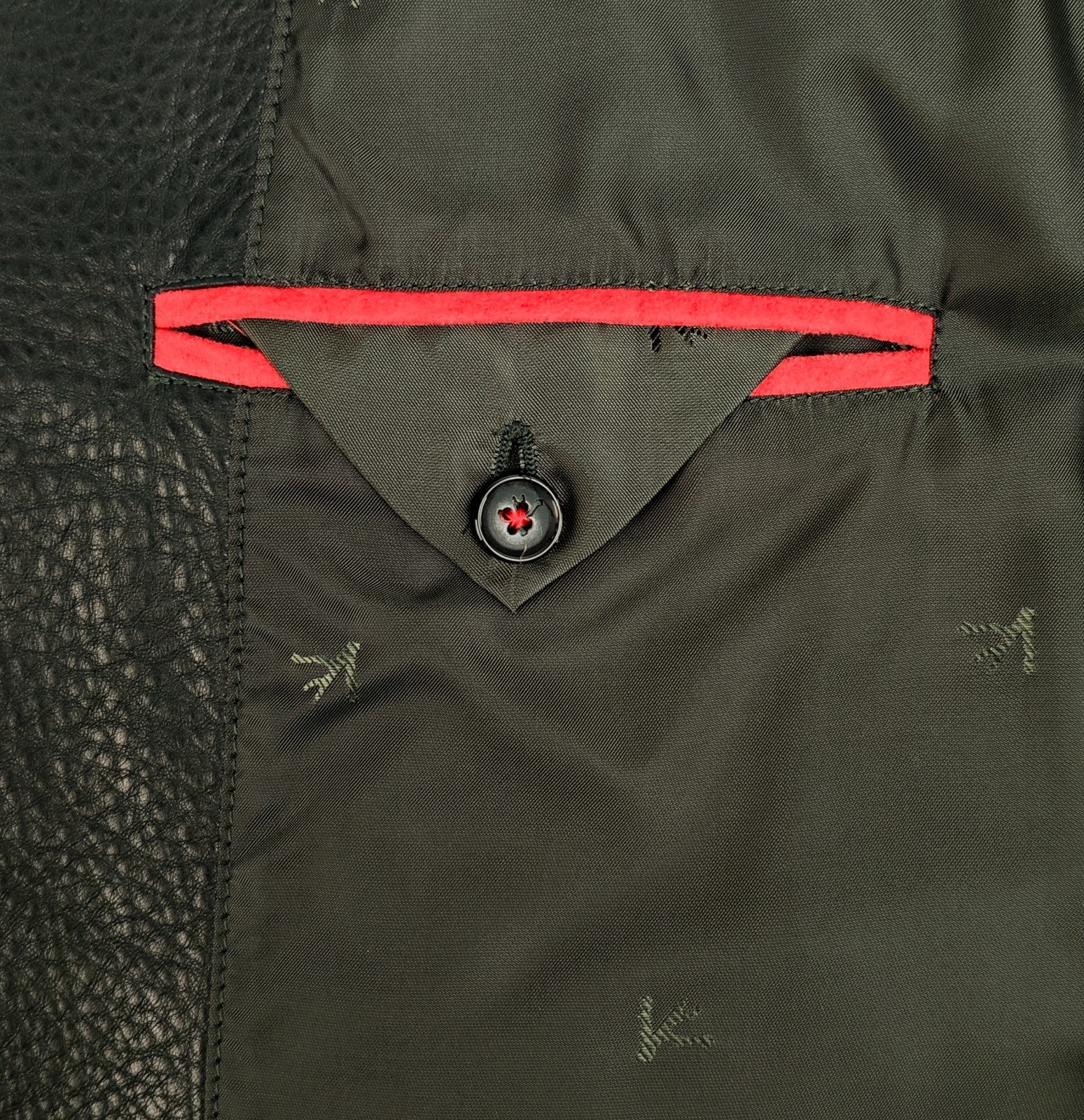5600$ ISAIA NAPOLI Dark Green Bomber Jacket Grained Lambskin Leather