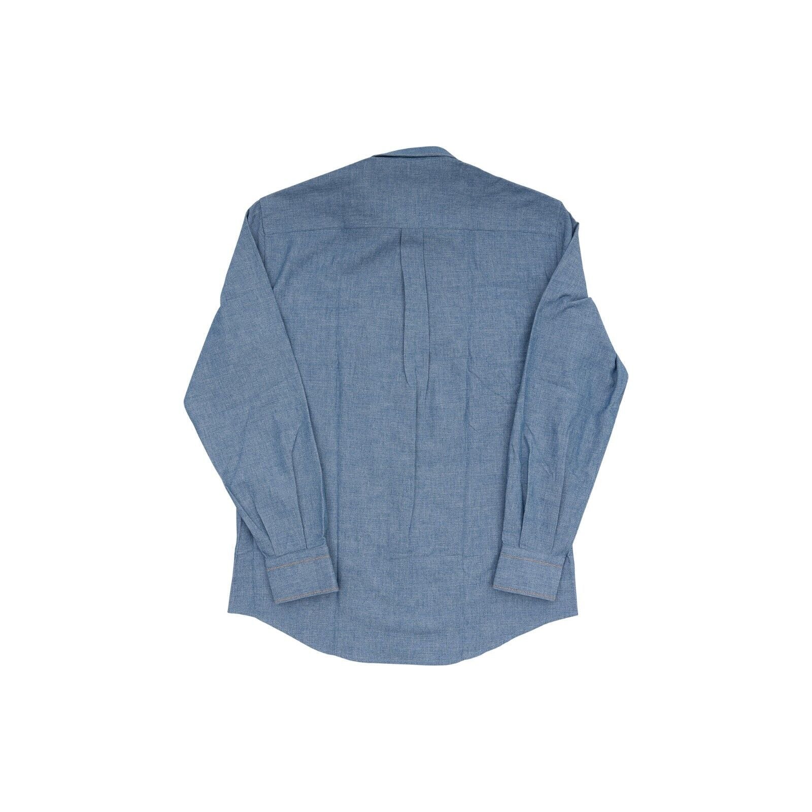 1400$ LUXURY MAROL BOLOGNA Western Shirt Blue Japanese Denim Cotton  15 - 38
