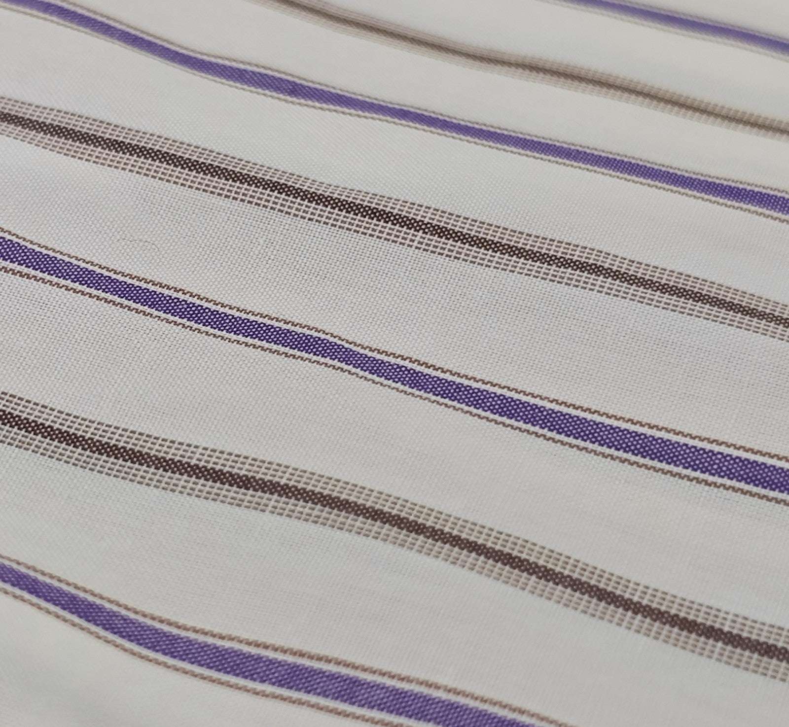 730$ ISAIA NAPOLI "Mix" Dress Shirt White - Violet Striped Fine Cotton 15.5 - 39