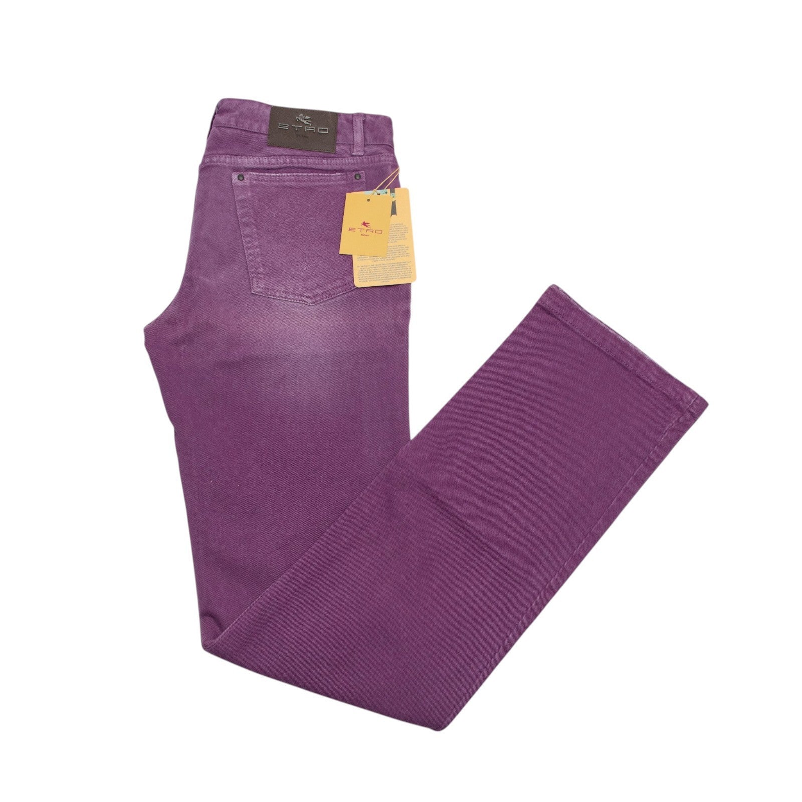 850$ ETRO MILANO Washed Purple Cotton Denim Pant Straight Fit - Made in Italy