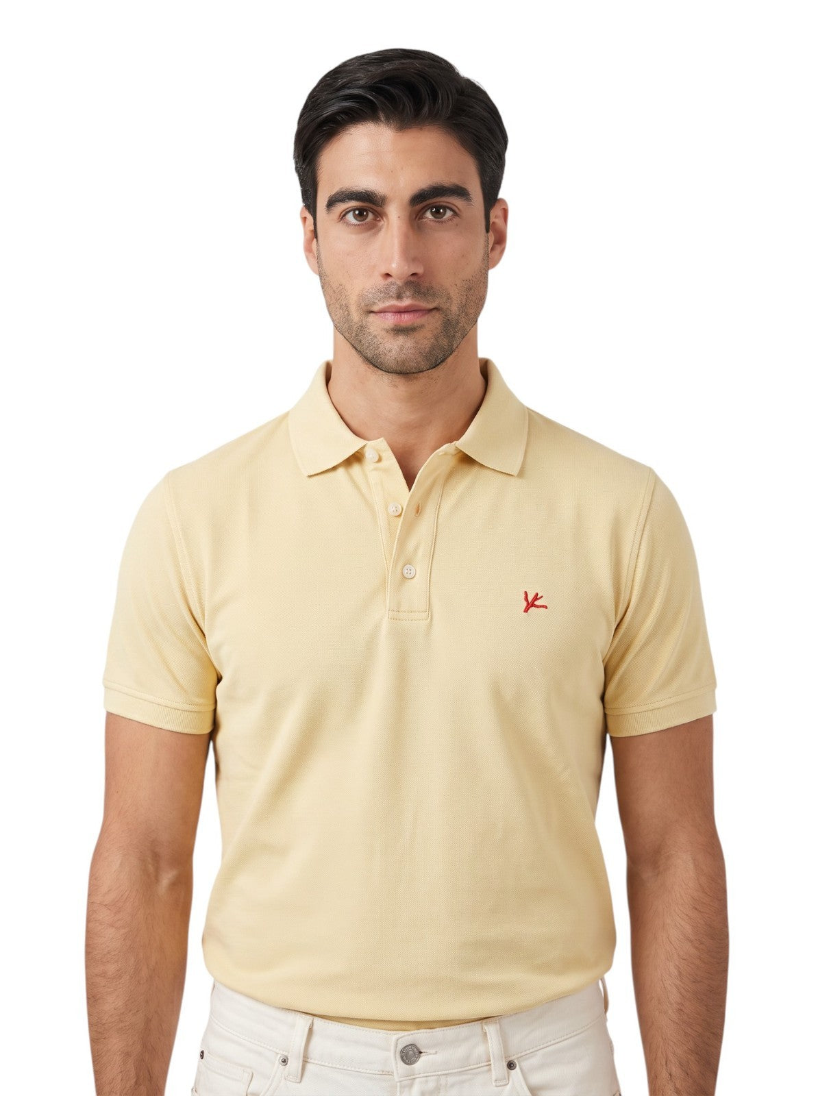 575$ ISAIA NAPOLI Garment Dyed Cotton Piquet Short Sleeve Polo Yellow