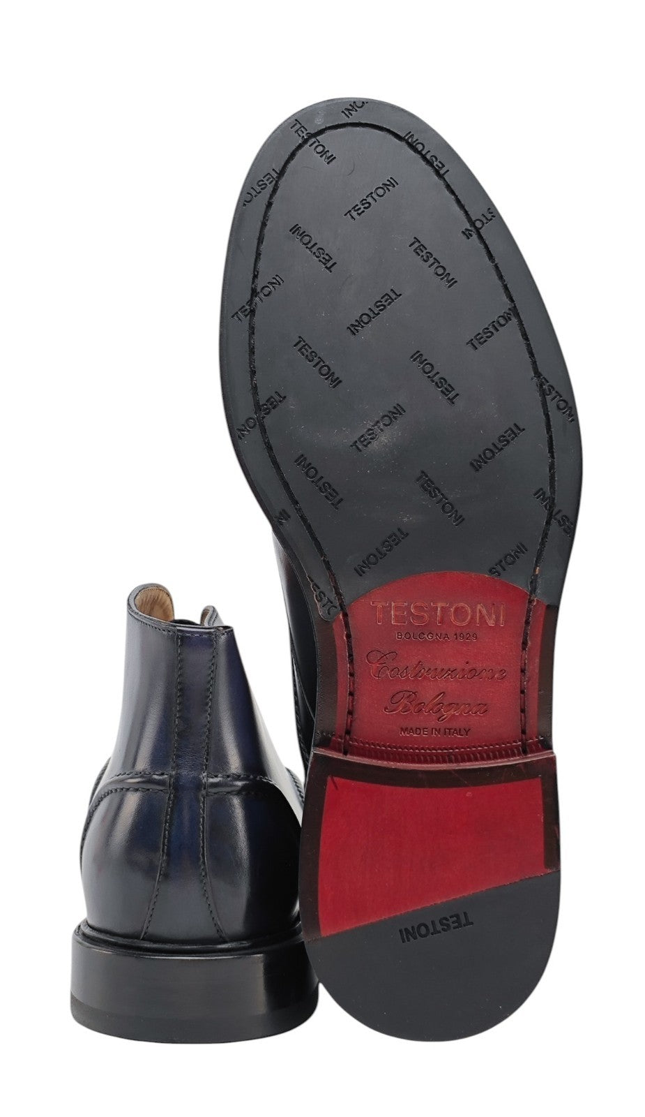 1300$ TESTONI Blue Desert Boot BOLOGNESE Antique Calf  8 UK / 9 US / 42 IT