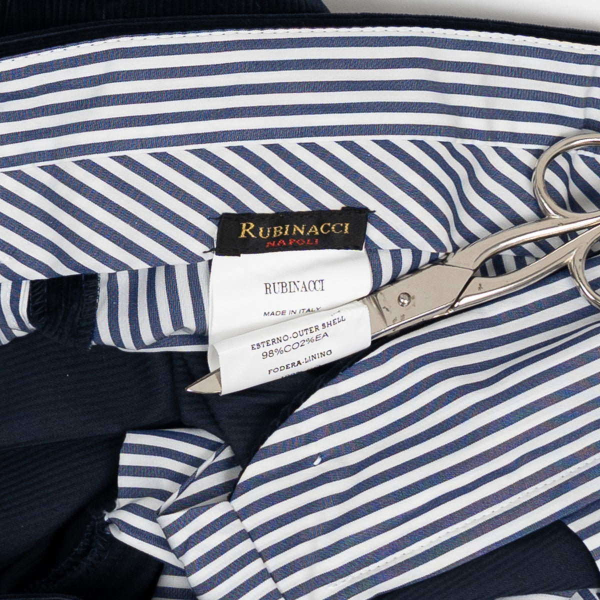 625$ RUBINACCI NAPOLI "Luca" Blue Cotton Corduroy Trouser Pant Made in Napoli