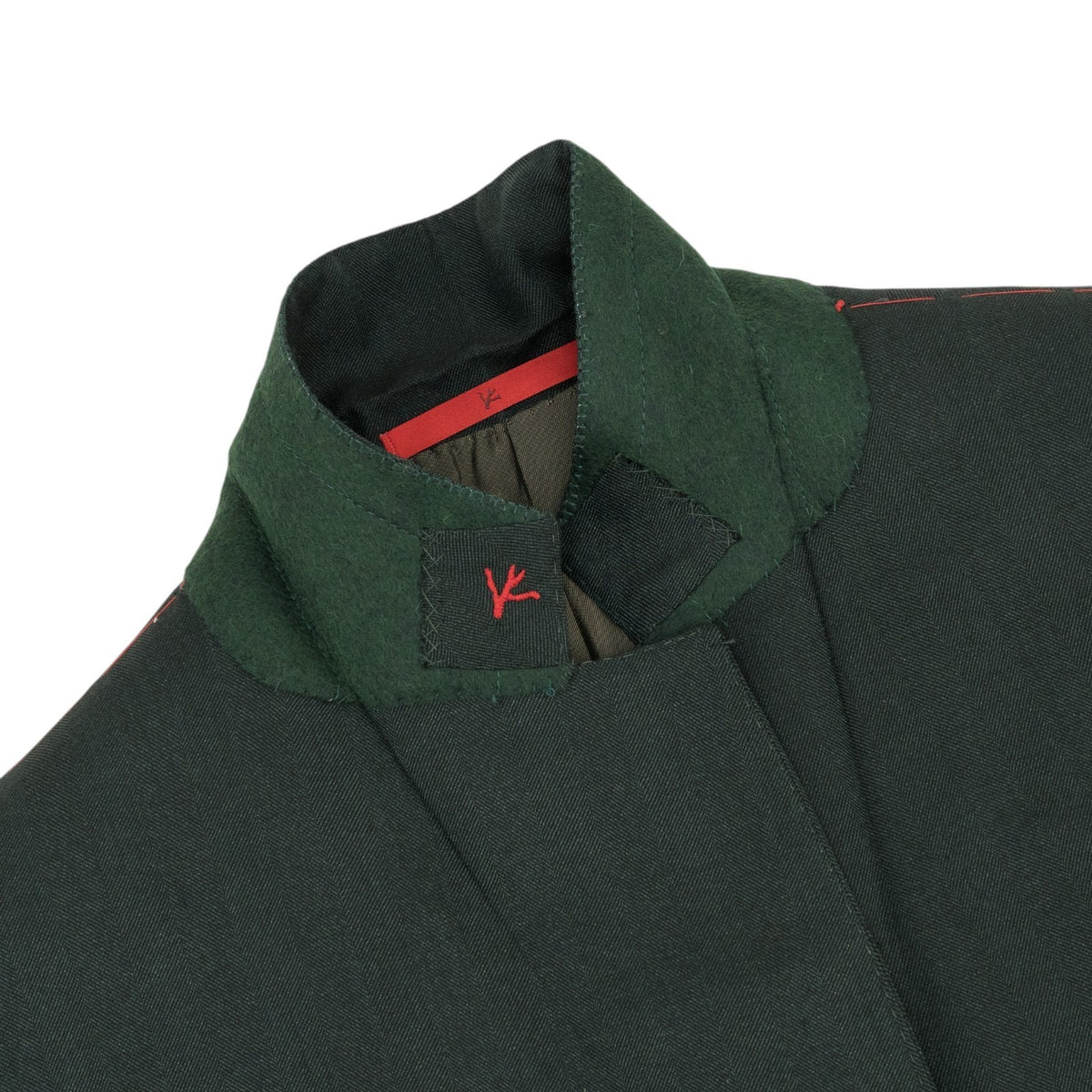 $7155 ISAIA "Sanita" Dark Green Suit Hand-Sewn Fine Wool & Silk Herringbone