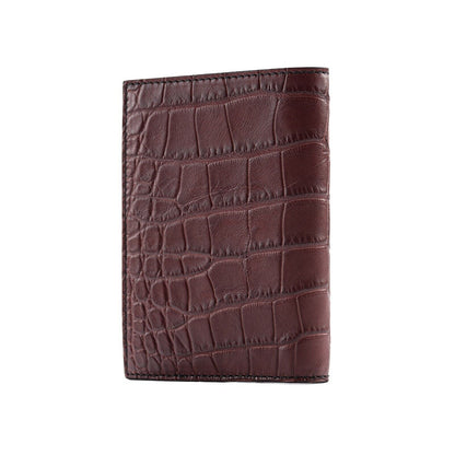 1150$ BURBERRY Genuine Alligator Passport Holder Wallet Deep Claret Unisex