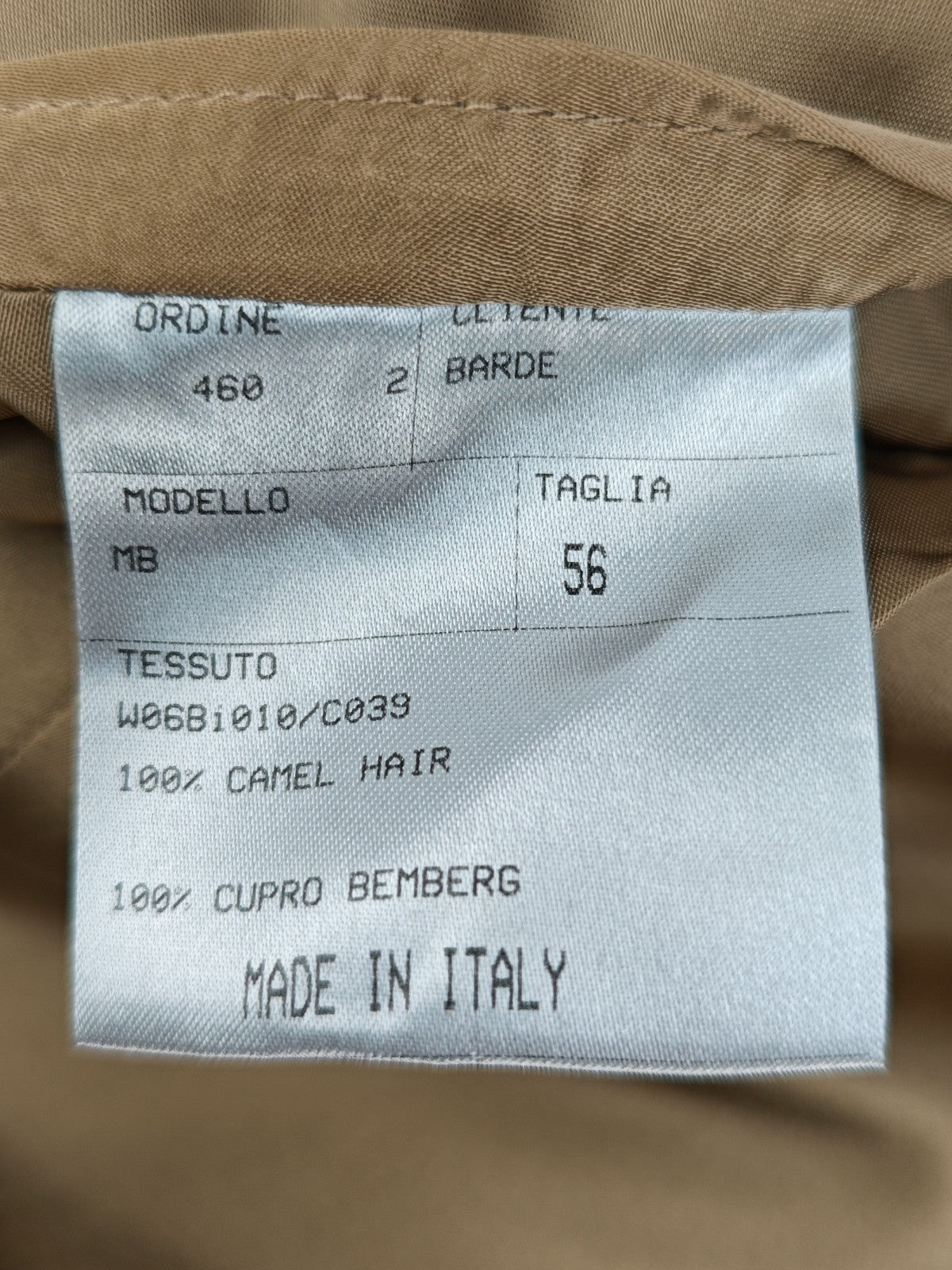 3500$ BARDELLI MILANO Beige 100% Camel Hair Overcoat Made in Italy