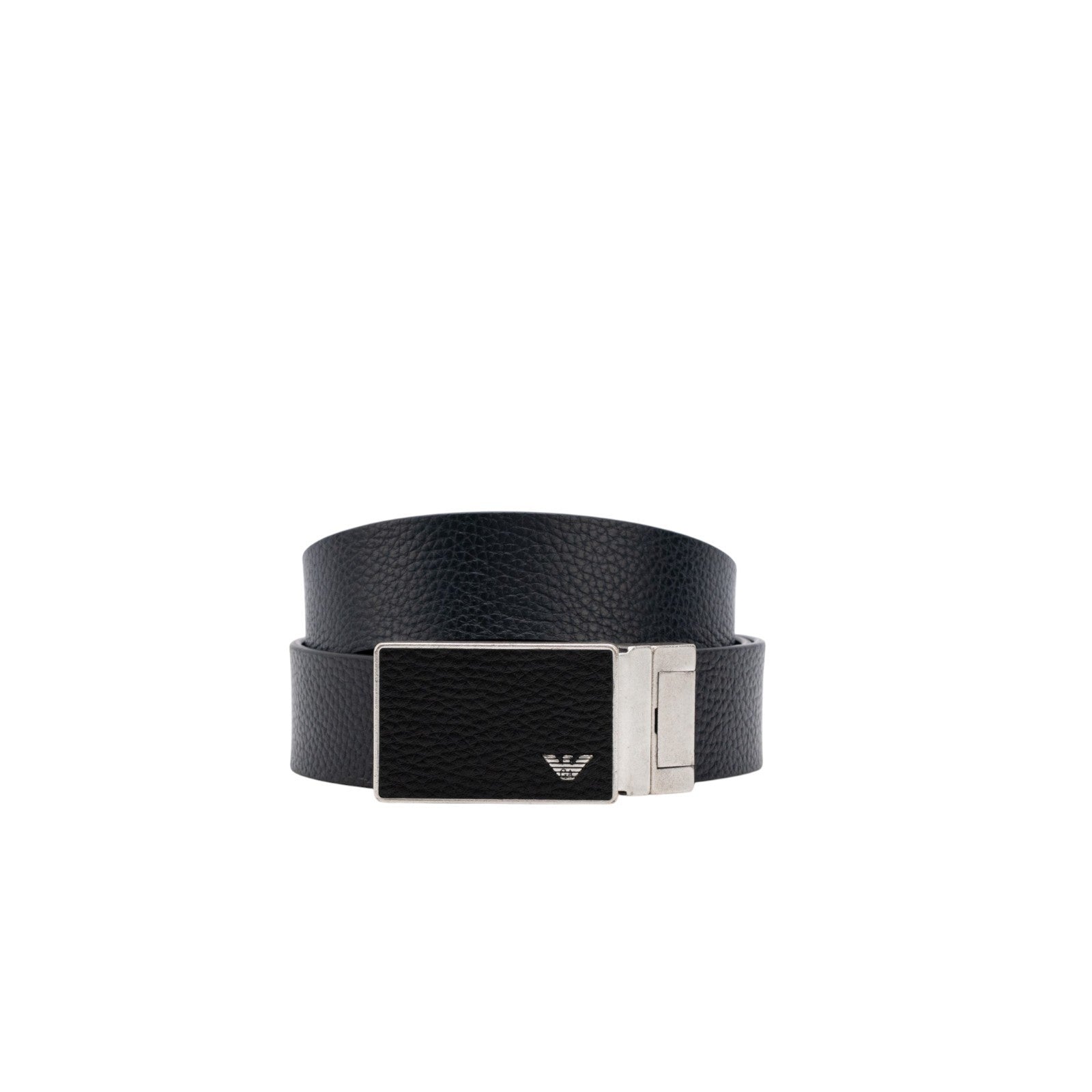 420$ GIORGIO ARMANI Belt Blue Black Reversible Plaque Buckle Leather Size 110
