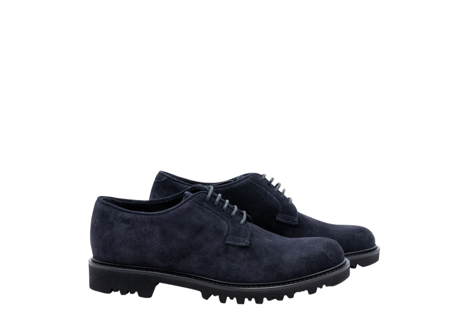$1150 GIORGIO ARMANI Derby Shoes Lug-Sole blue Navy Suede - Made In Italy