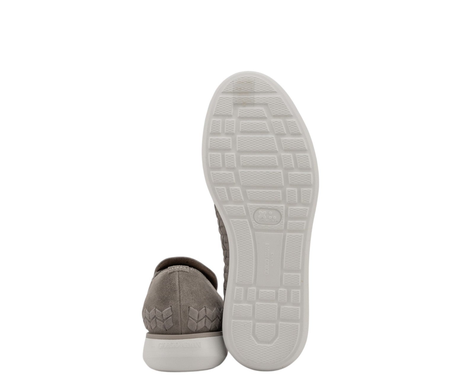1050$ GIORGIO ARMANI Sneaker Shoes Slip-On Taupe Woven Suede 6 UK / 7 US / 40 IT
