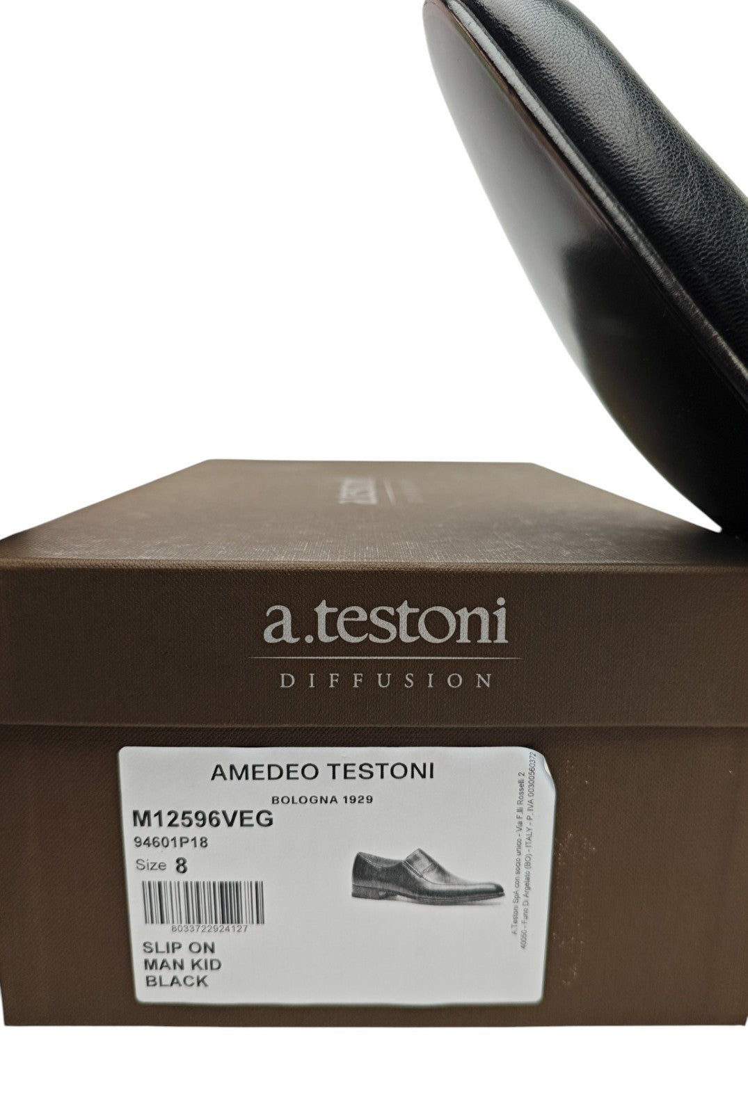 1300$ TESTONI BOLOGNESE CONSTRUCTION Black SlipOn Shoes Calf 8 UK / 9 US / 42 IT