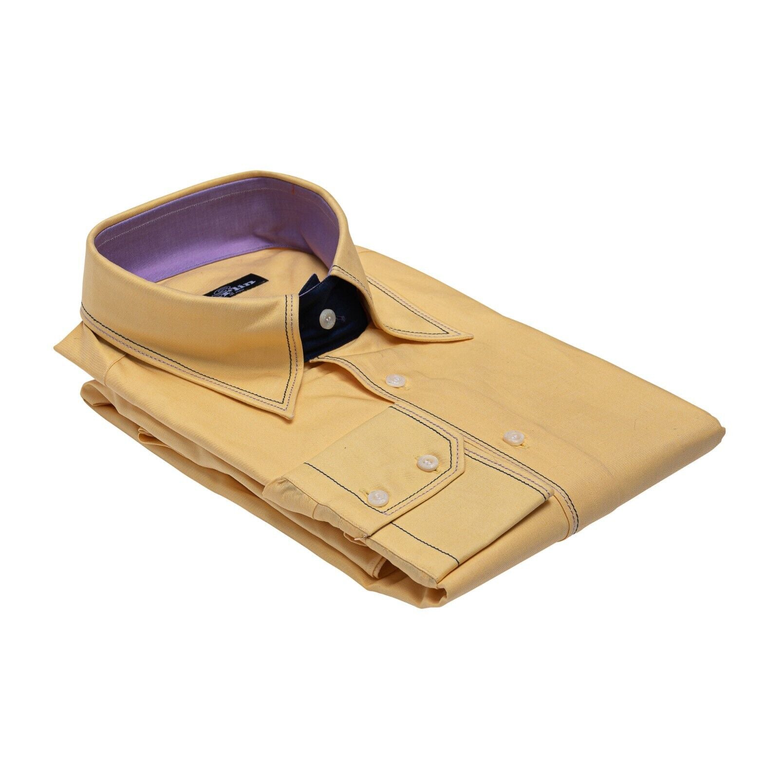 690$ LUXURY GERLIN Shirt Yellow ALUMO Cotton Point Collar 16-41 5S BIJAN