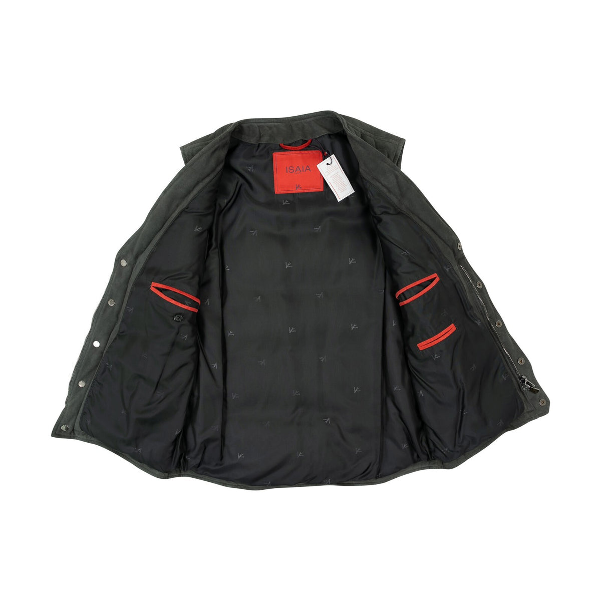 4200$ ISAIA NAPOLI Slate Green Padded Vest Jacket Lambskin Leather 38 US / 48 EU