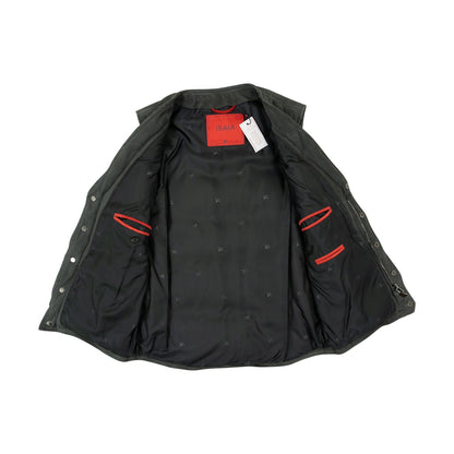 4200$ ISAIA NAPOLI Slate Green Padded Vest Jacket Lambskin Leather 38 US / 48 EU