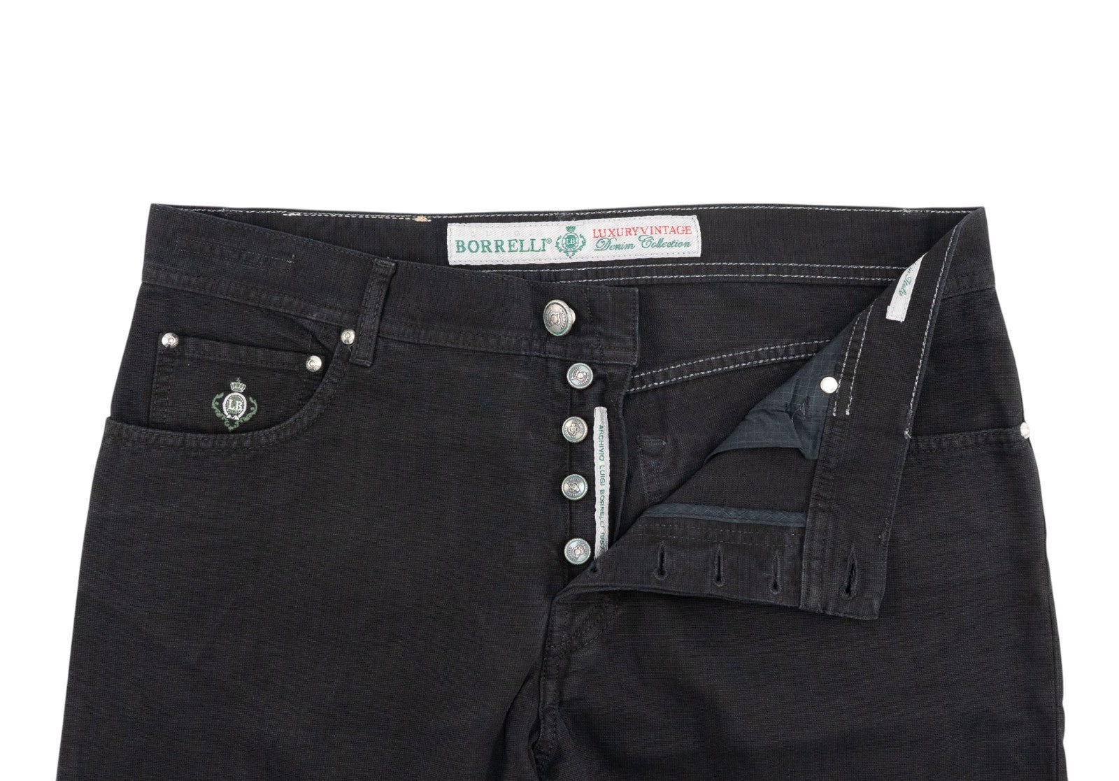 415$ LUIGI BORRELLI NAPOLI Black Denim Jeans Pant Cotton 36 US / 52 EU