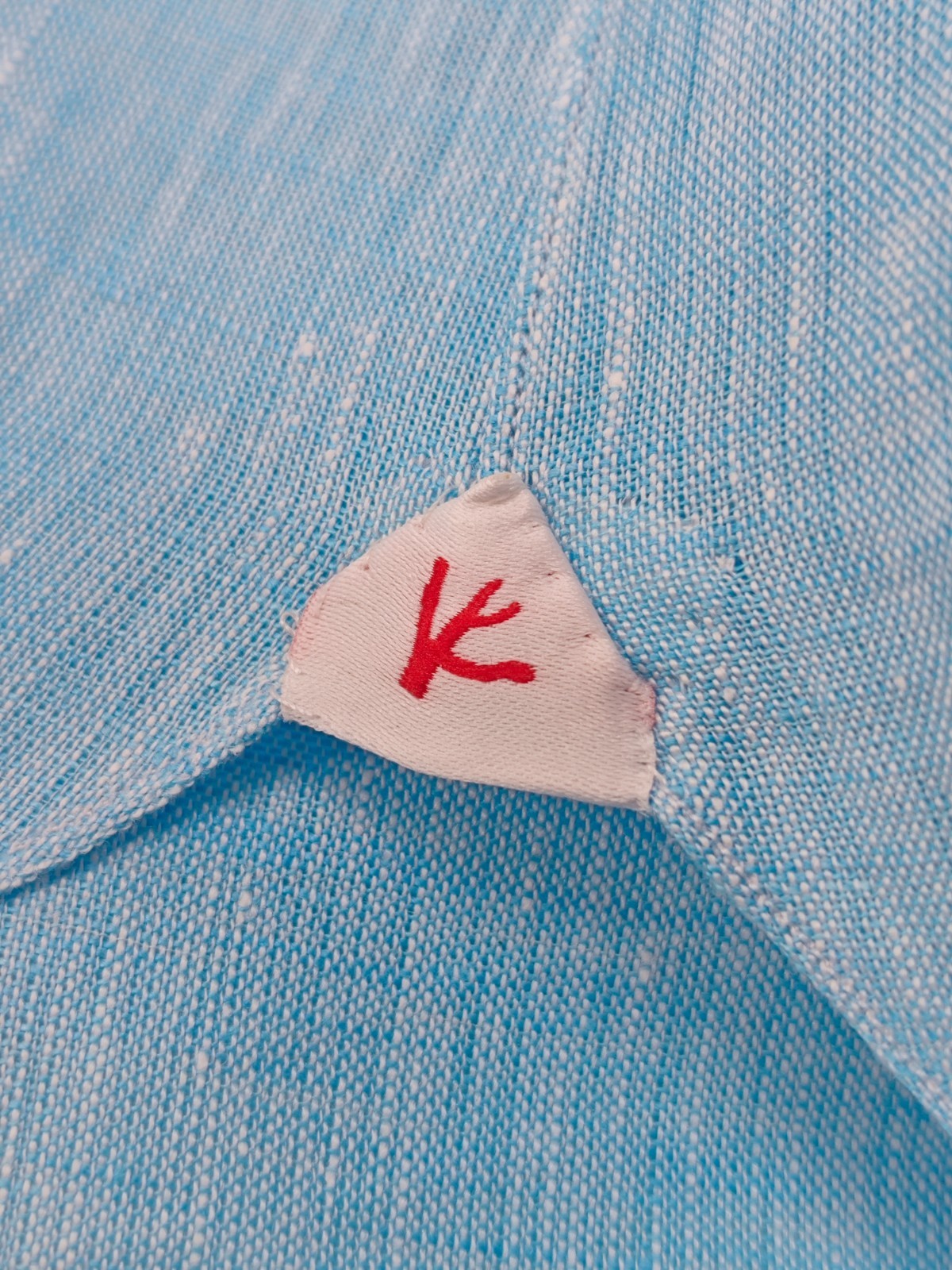815$ ISAIA NAPOLI "Mix" Blue Dress Shirt Hand-Sewn 100% Linen