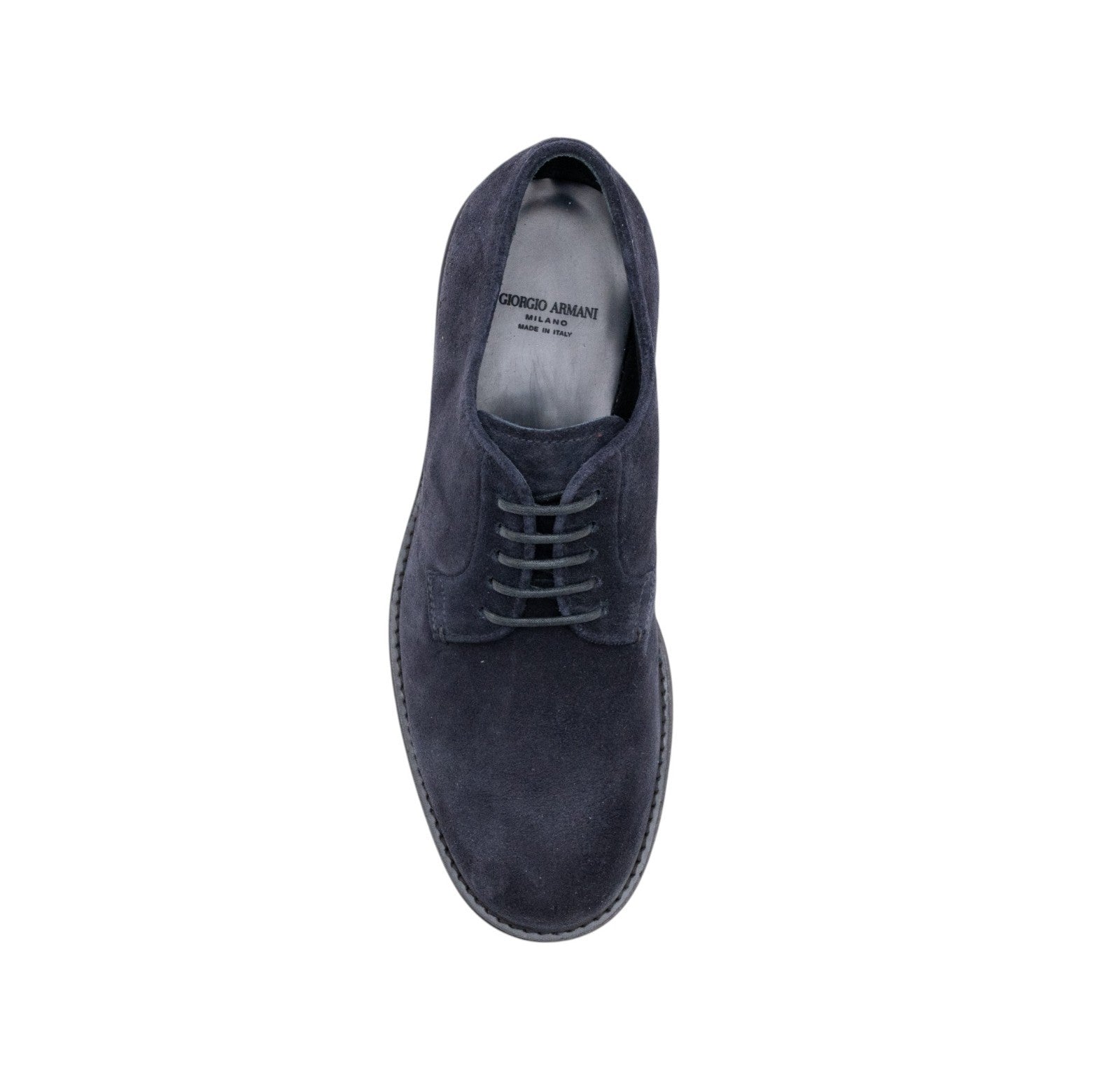 $1150 GIORGIO ARMANI Derby Shoes Lug-Sole blue Navy Suede - Made In Italy