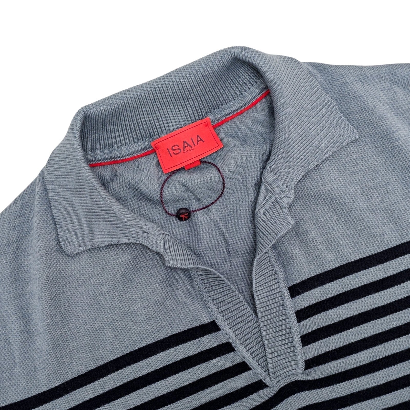1750$ ISAIA NAPOLI Gray Polo Zip Sweater  Soft Cashmere - Silk Size M