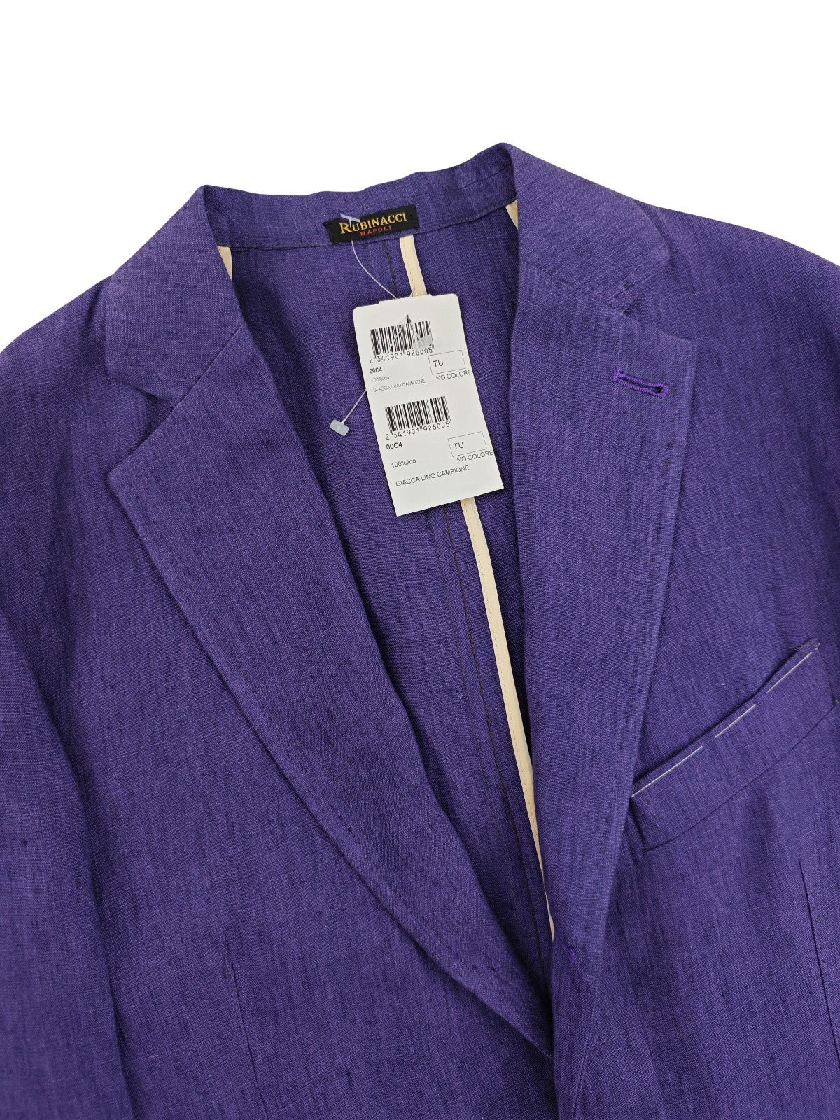 $1650 RUBINACCI NAPOLI Purple Unlined Jacket Sport Coat  100% Linen 40 US 50 EU