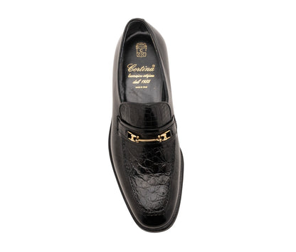 2500$ CORTINA Loafers Shoes Black Alligator Leather 6.5 UK / 7.5 US / 40.5 IT